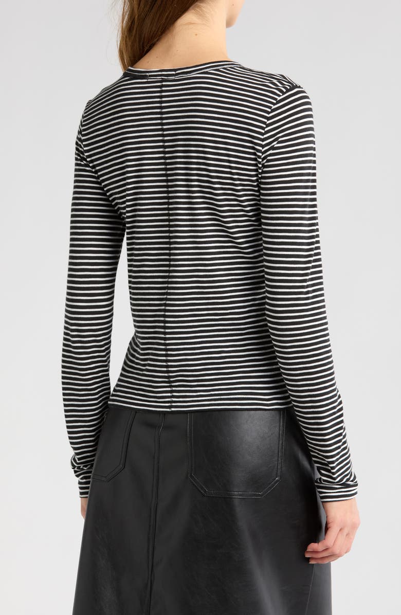 rag & bone Long Sleeve Slub Knit Top, Alternate, color, Blk/Wht