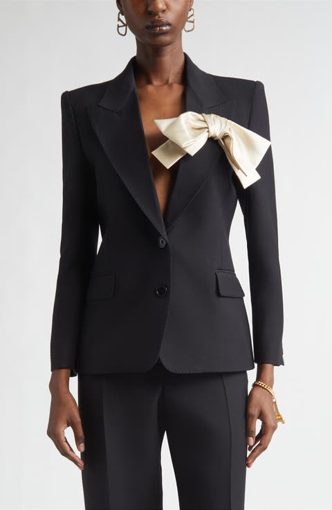 Double Duchesse Bow Detail Crepe Couture Jacket
