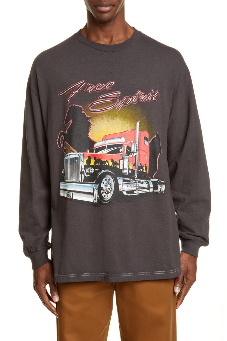 Wild Spirit Long Sleeve T-Shirt, Main, color, BLACK