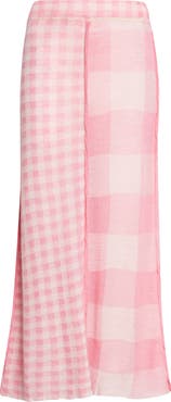 YanYan Mixed Scale Gingham Wool Maxi Skirt