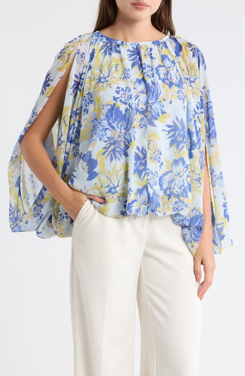 Capelet Bubble Hem Woven Top