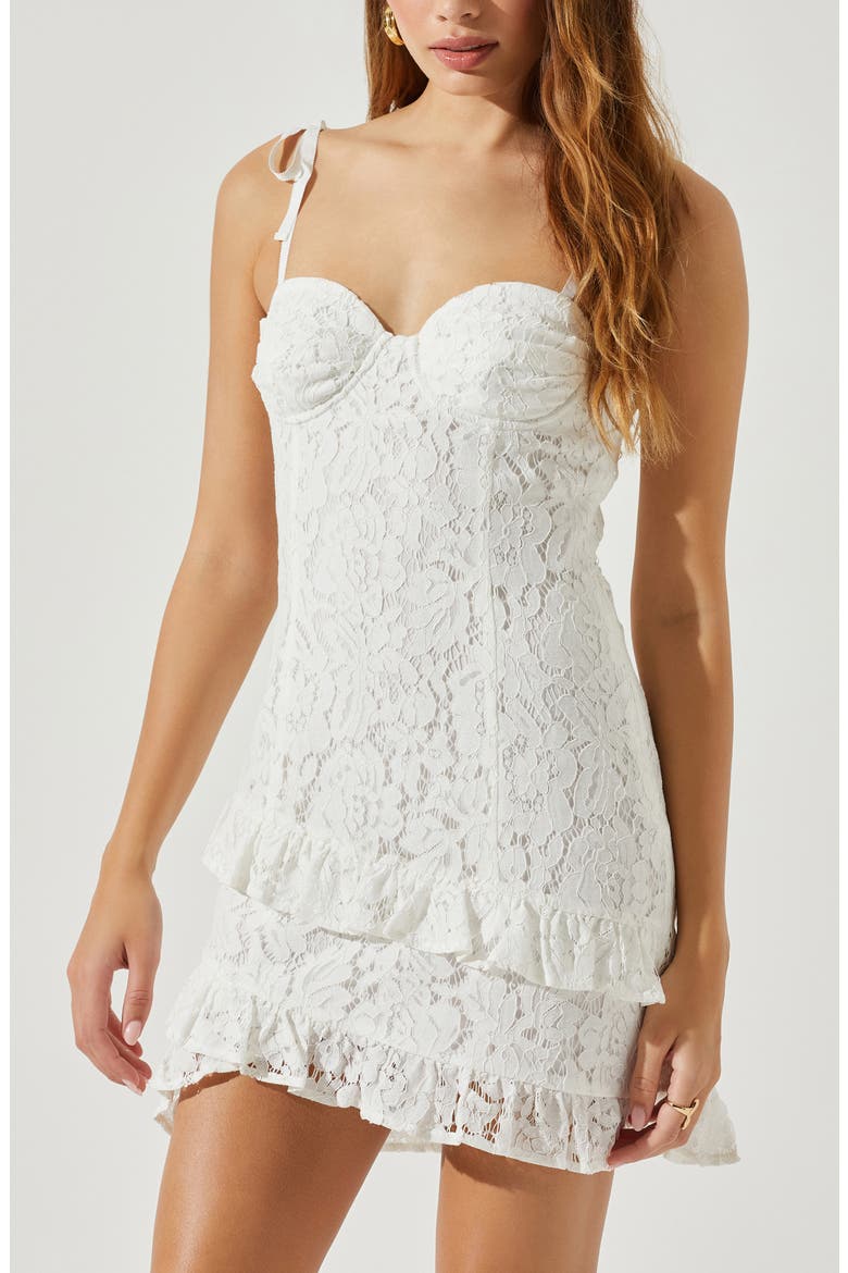 Tie Strap Lace Dress, Alternate, color, WHITE