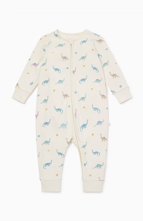 Dino Print Two Way Zip-Up Romper (Baby)