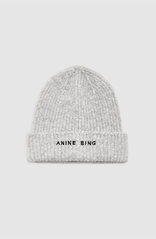 Anine Bing Elia Beanie In Light Heather Grey In Gray