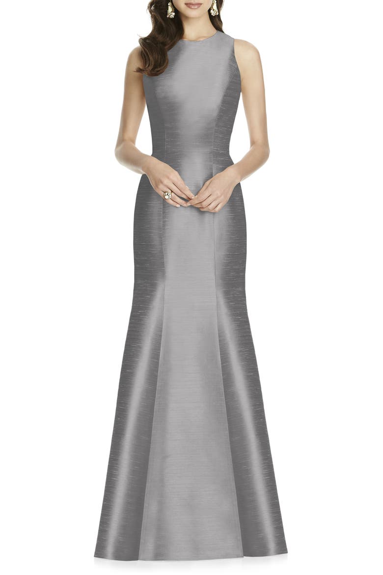 Dupioni Trumpet Gown, Main, color, QUARRY