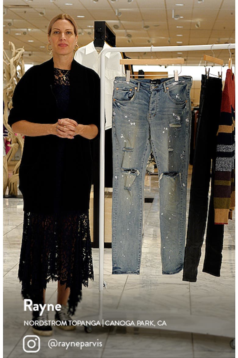 Ripped Paint Splatter Stretch Skinny Jeans video