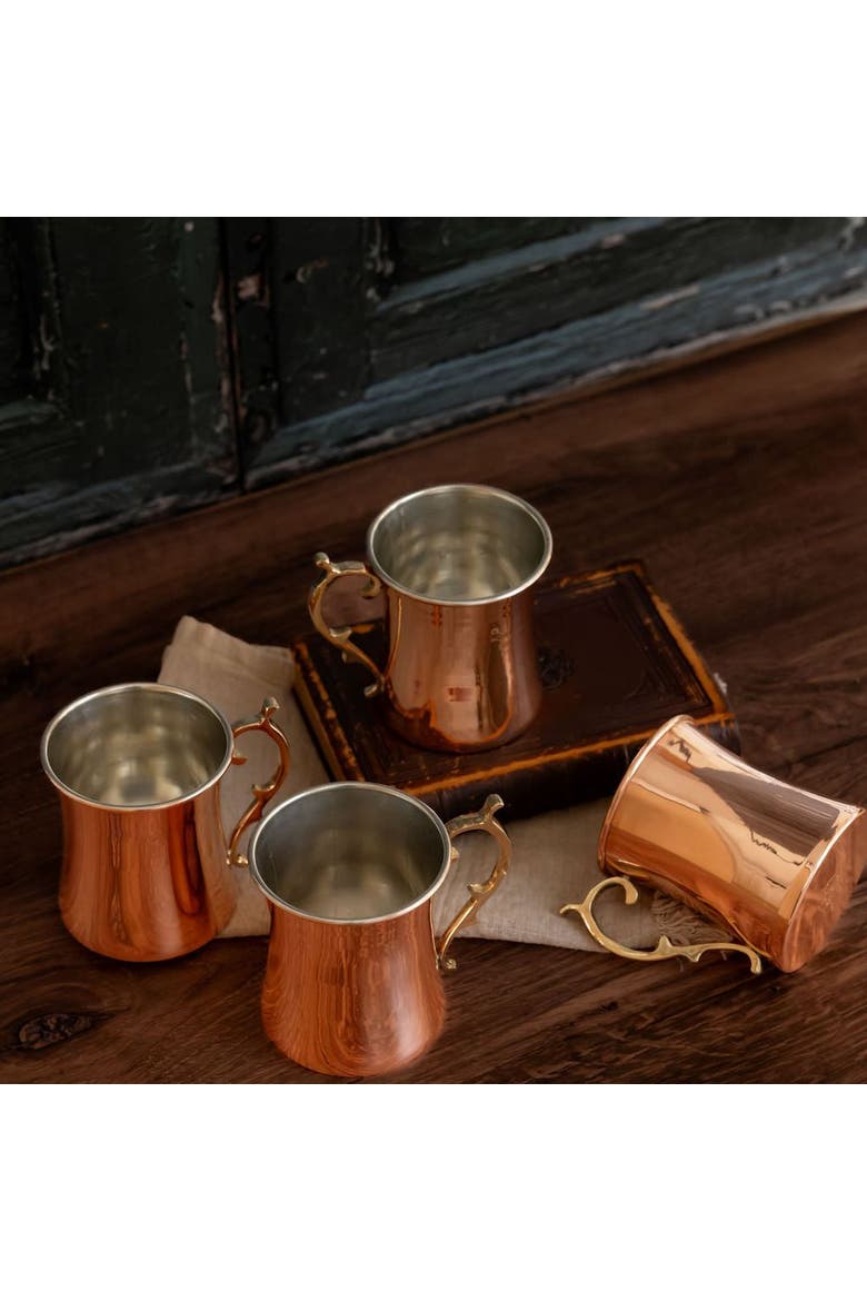 Vintage Inspired Cocktail Mugs, Alternate, color, Brass