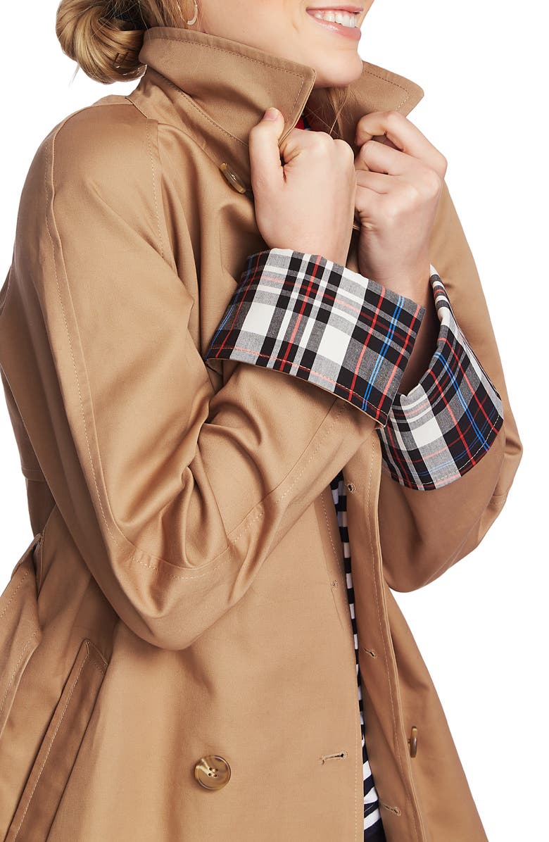 Court & Rowe Plaid Lined Double Breasted Trench Coat, Alternate, color,