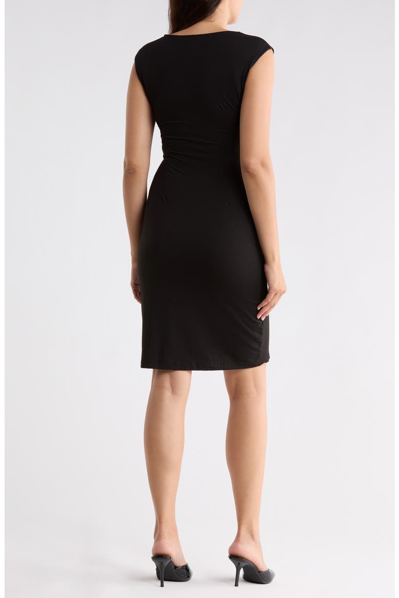 Side Ruched Knit Dress, Alternate, color, BLACK