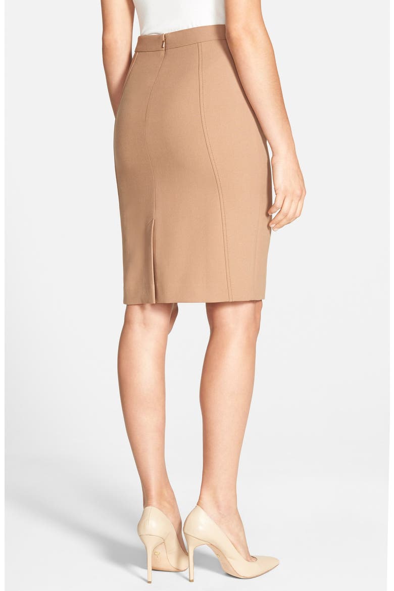 SEAMED PENCIL SKIRT, Alternate, color, DARK CAMEL