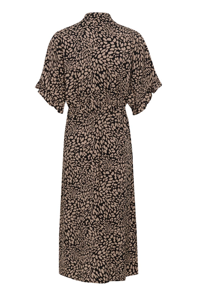 SLNaya Short Sleeve Maxi Shirt Dress, Alternate, color, Black With Brown Dots