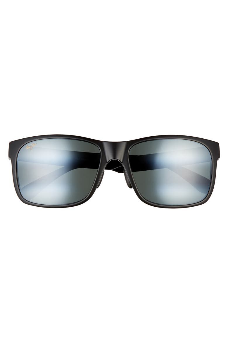 Red Sands 59mm PolarizedPlus2® Rectangular Sunglasses, Alternate, color, MATTE BLACK