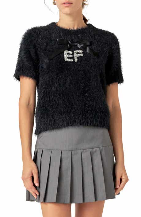 Rhinestone Logo Short Sleeve Sweater