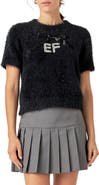 English Factory Rhinestone Logo Short Sleeve Sweater