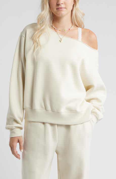BP. Fleece Detail Off the Shoulder Sweatshirt