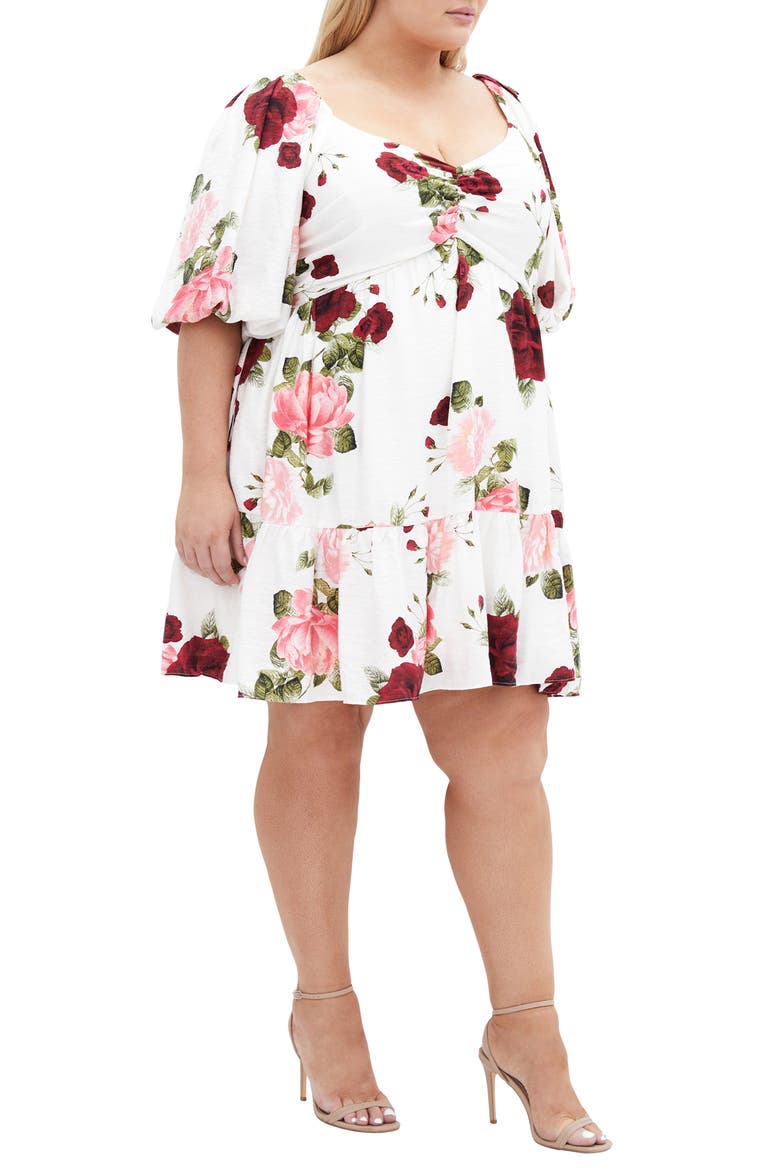 Mindy Rose Print Minidress, Alternate, color, DOLCE IVORY