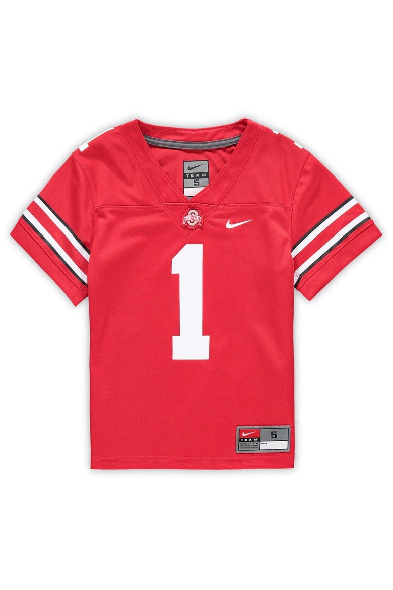 Preschool Nike #1 Scarlet Ohio State Buckeyes Untouchable Football Jersey, Alternate, color, Scarlet