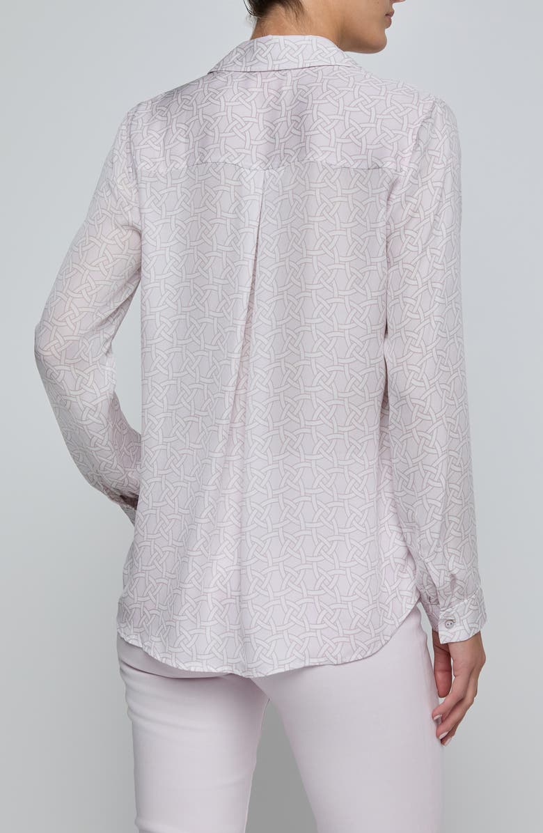L'AGENCE Nina Geo Print Silk Button-Up Shirt, Alternate, color, Icy Lilac Linked Geo