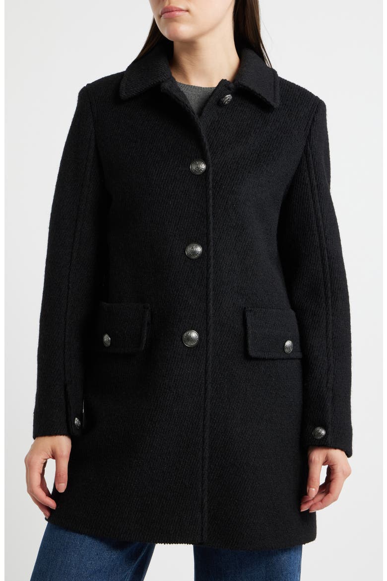 Crested Button Coat, Alternate, color, BLACK
