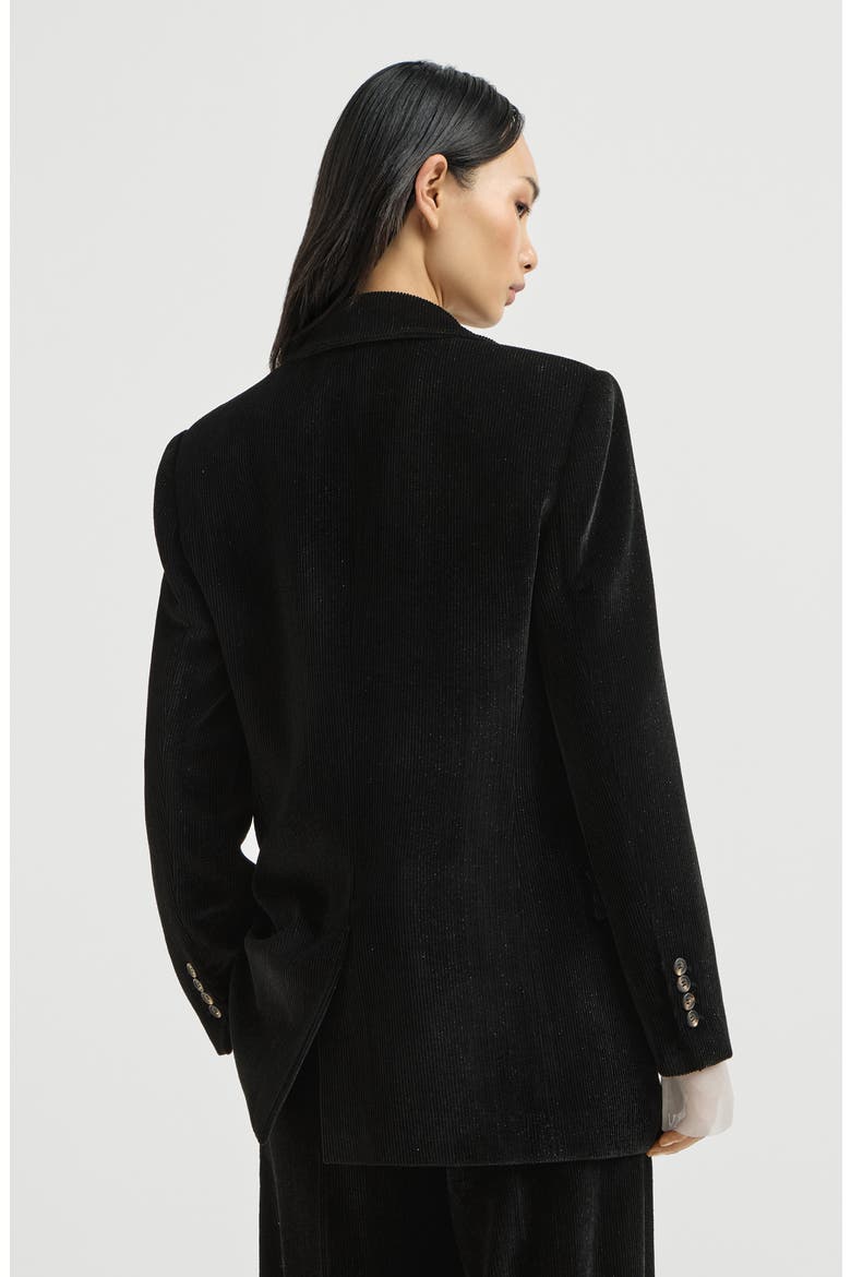 Sparkling corduroy blazer with monili, Alternate, color, Black