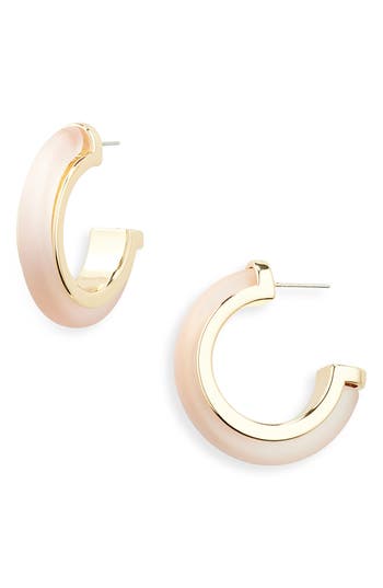 Nordstrom Rack Frosted Resin Hoop Earrings In Blush- Gold