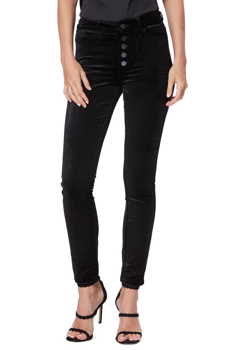 Hoxton Velvet Ankle Pants, Main, color, BLACK OVERDYE