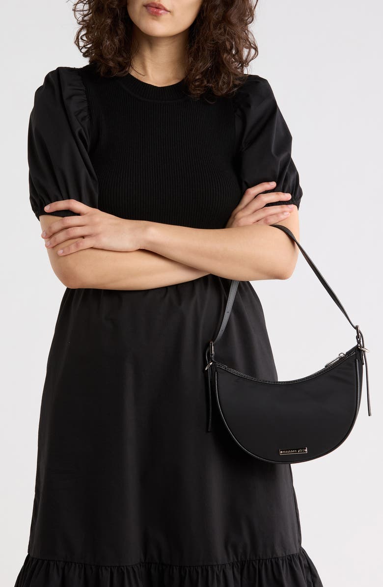 Madden Girl Crescent Shoulder Bag, Alternate, color, Black