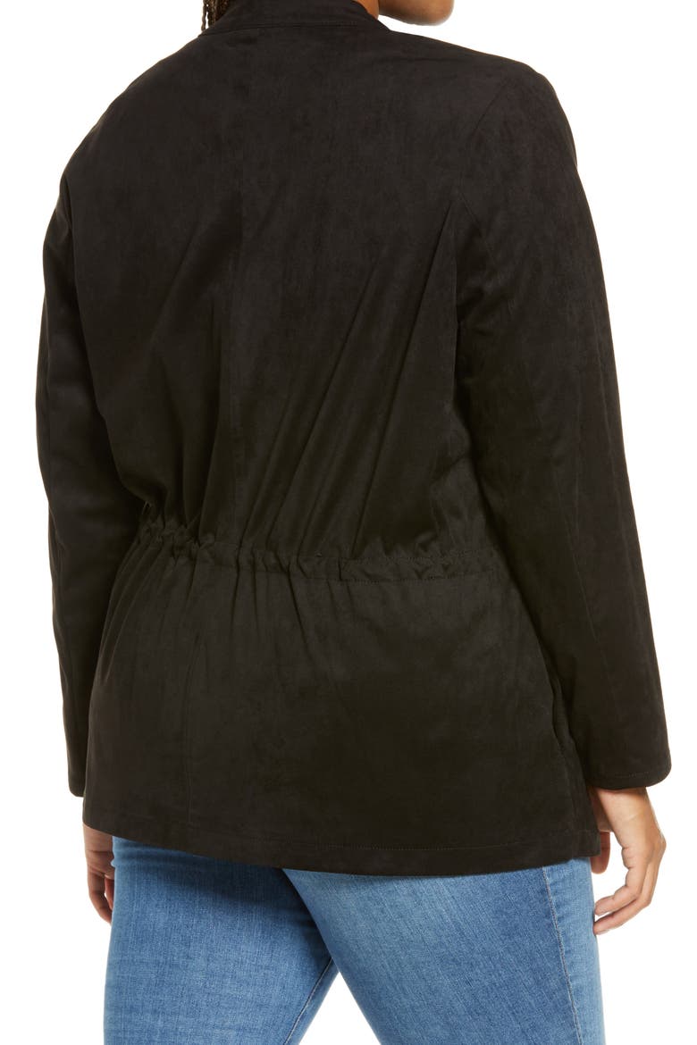 Faux Suede Drapey Jacket, Alternate, color, BLACK