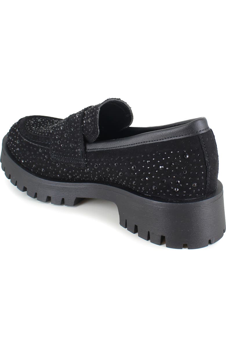 ZIGI Cassondra Rhinestone Embellished Lug Sole Loafer, Alternate, color, Black Suede