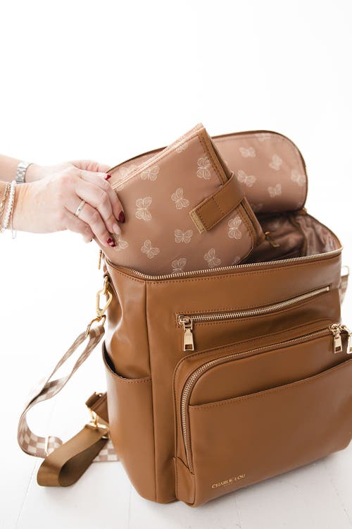Charlie Lou Baby ® Faux Leather Diaper Bag | Checkered Crossbody Straps, Stroller Straps & Changing M