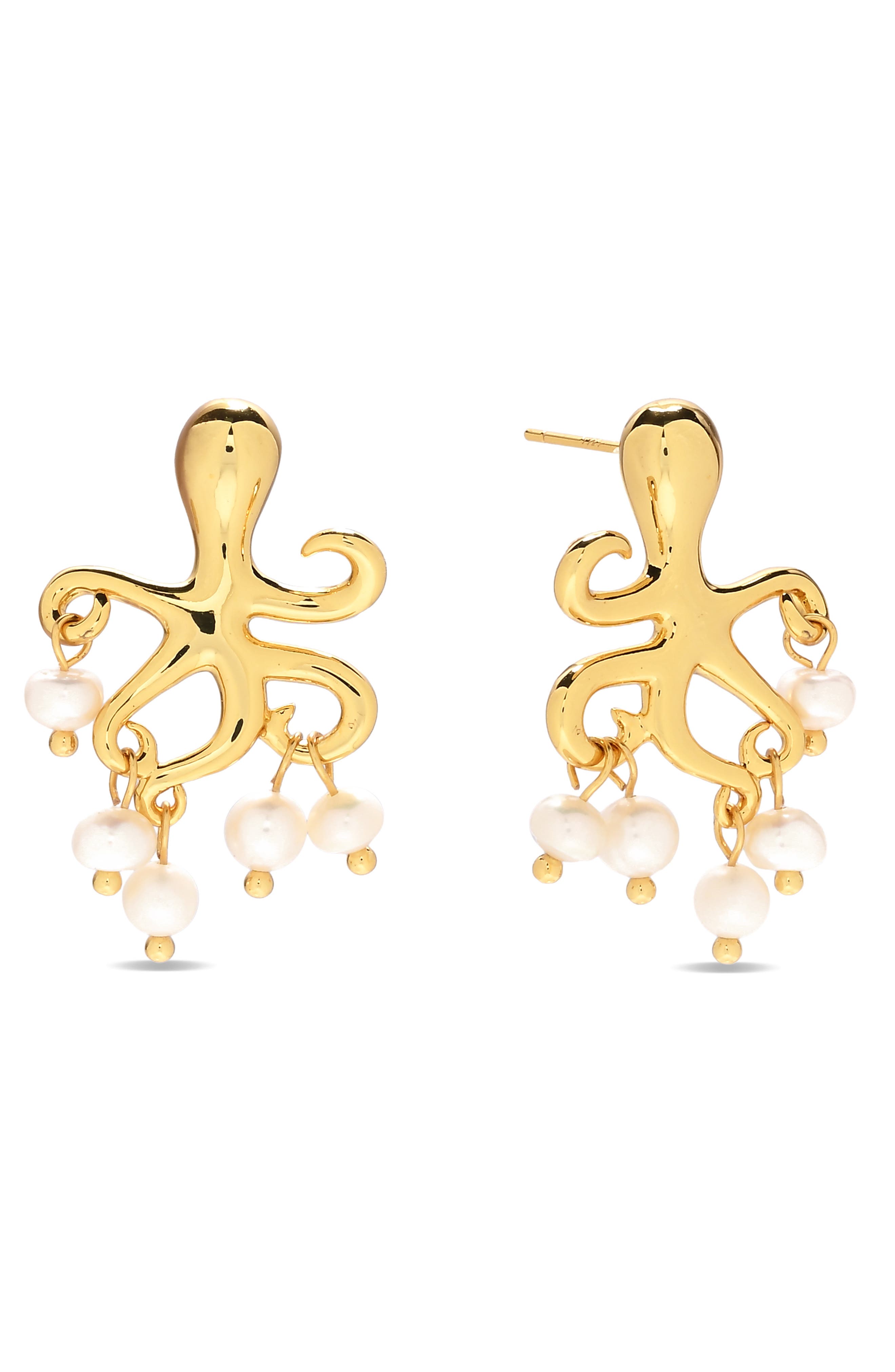 Under the Sea Octopus Imitation Pearl Dangle Earrings