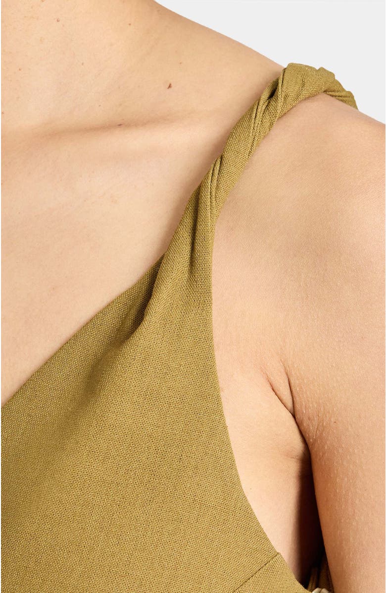 Santorelli KOURT Asymmetric Sleeveless Linen Blend Midi Billow Dress, Alternate, color, Olive