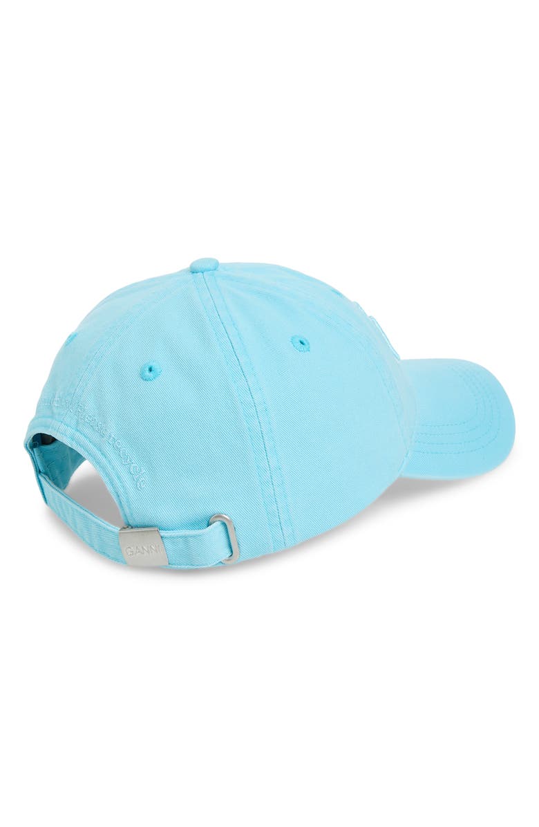 Ganni Washed Cotton Canvas Baseball Cap, Alternate, color, Iced Aqua