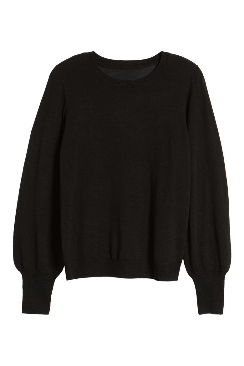 Puff Sleeve Sweater, Alternate, color, BLACK