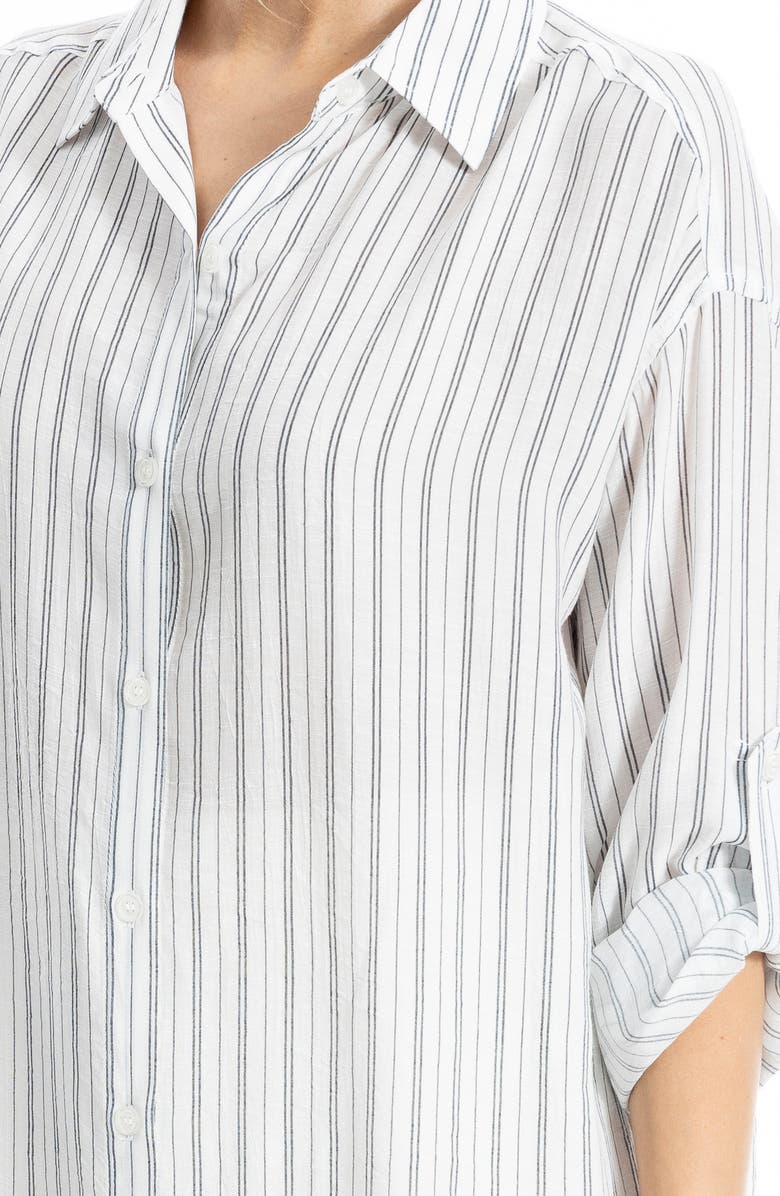 MAX STUDIO Roll Tab Gauze Button-Up Shirt, Alternate, color, Whbtts24