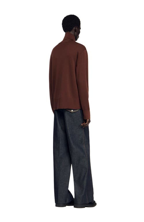 Sandro Wool Trucker Sweater In Brown