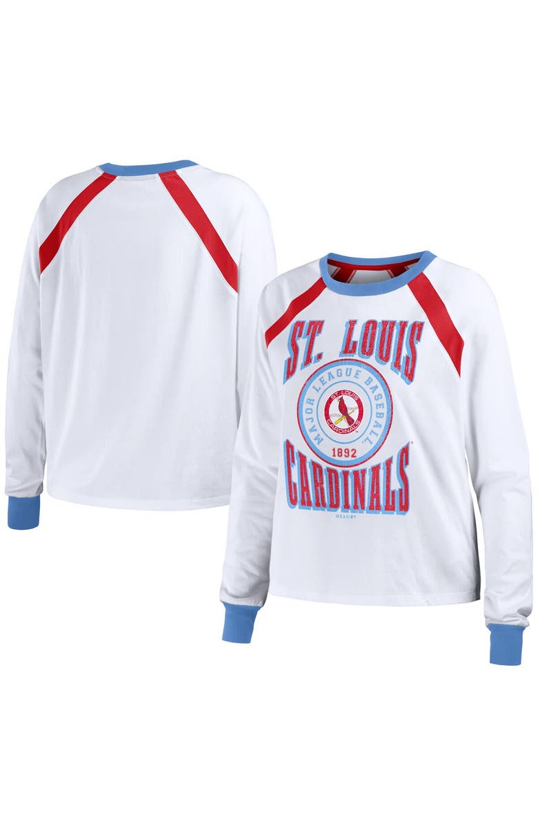 WEAR by Erin Andrews Women's WEAR by Erin Andrews White St. Louis Cardinals Raglan Long Sleeve T-Shirt, Main, color, White
