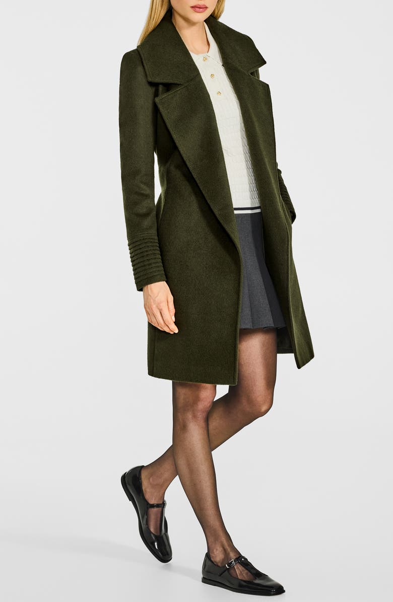 SENTALER Alpaca & Wool Notch Lapel Wrap Coat, Alternate, color, Olive