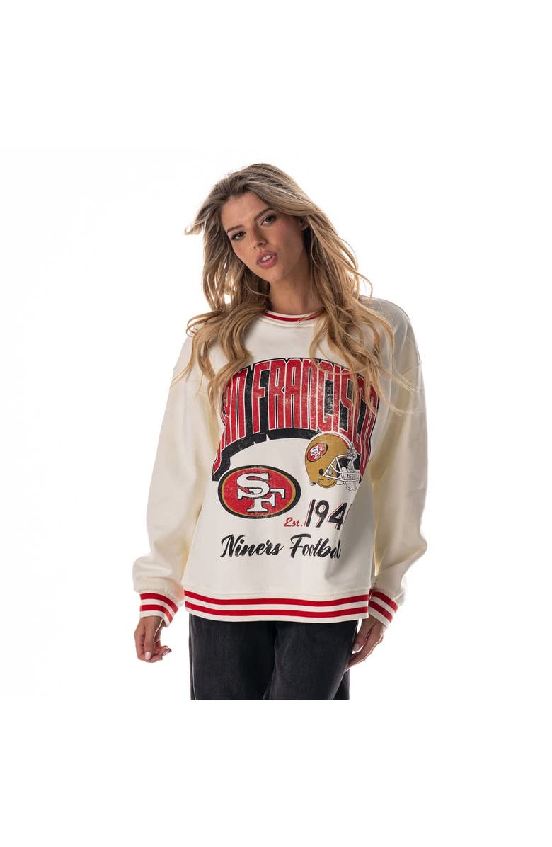 THE WILD COLLECTIVE Women's The Wild Collective Cream San Francisco 49ers Oversized Vintage French Terry Sweatshirt, Alternate, color,