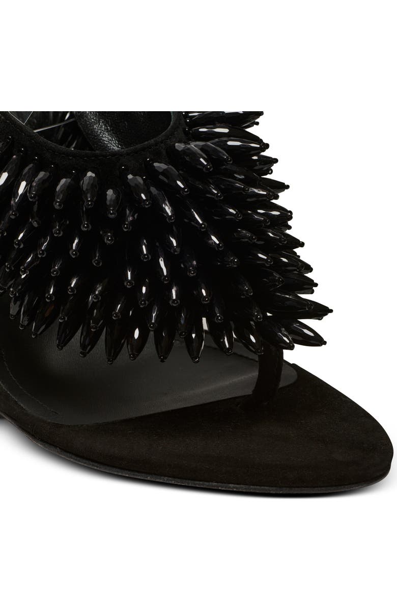 Balmain "No Wedge" beaded suede sandals, Alternate, color, Black