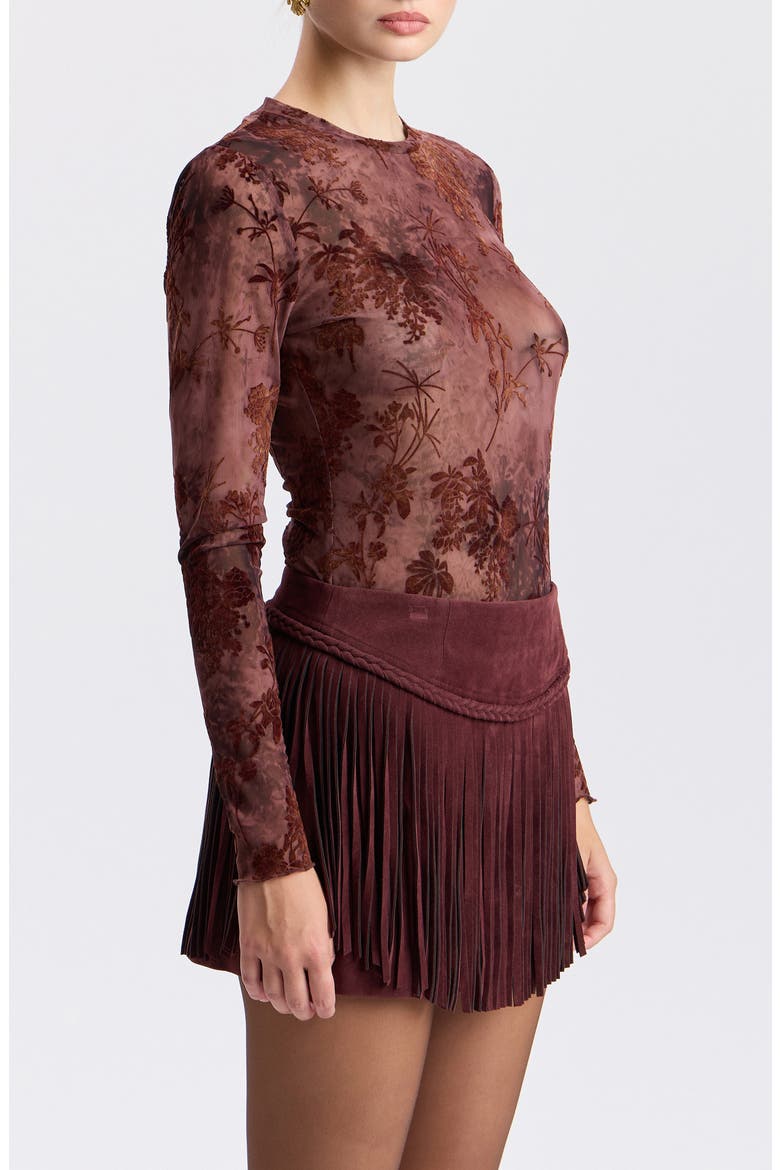 Floral Burnout Long Sleeve Shirt, Alternate, color, WINE MULTI