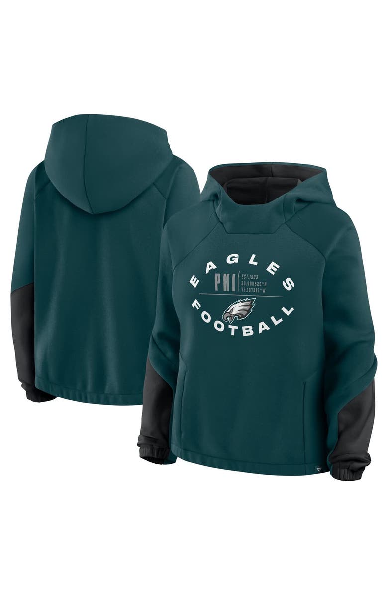 FANATICS Women
s Fanatics Midnight Green Philadelphia Eagles Oversized Redzone Bubble Screen Pullover Hoodie, Main, color, Green