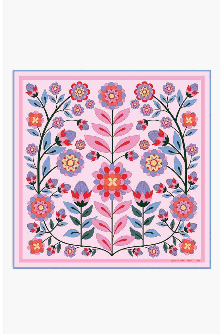 Double Sided Wool Silk Scarf Of Pink Garden, Main, color, Pink