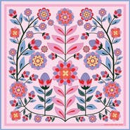 Jessie Zhao New York Double Sided Wool Silk Scarf Of Pink Garden