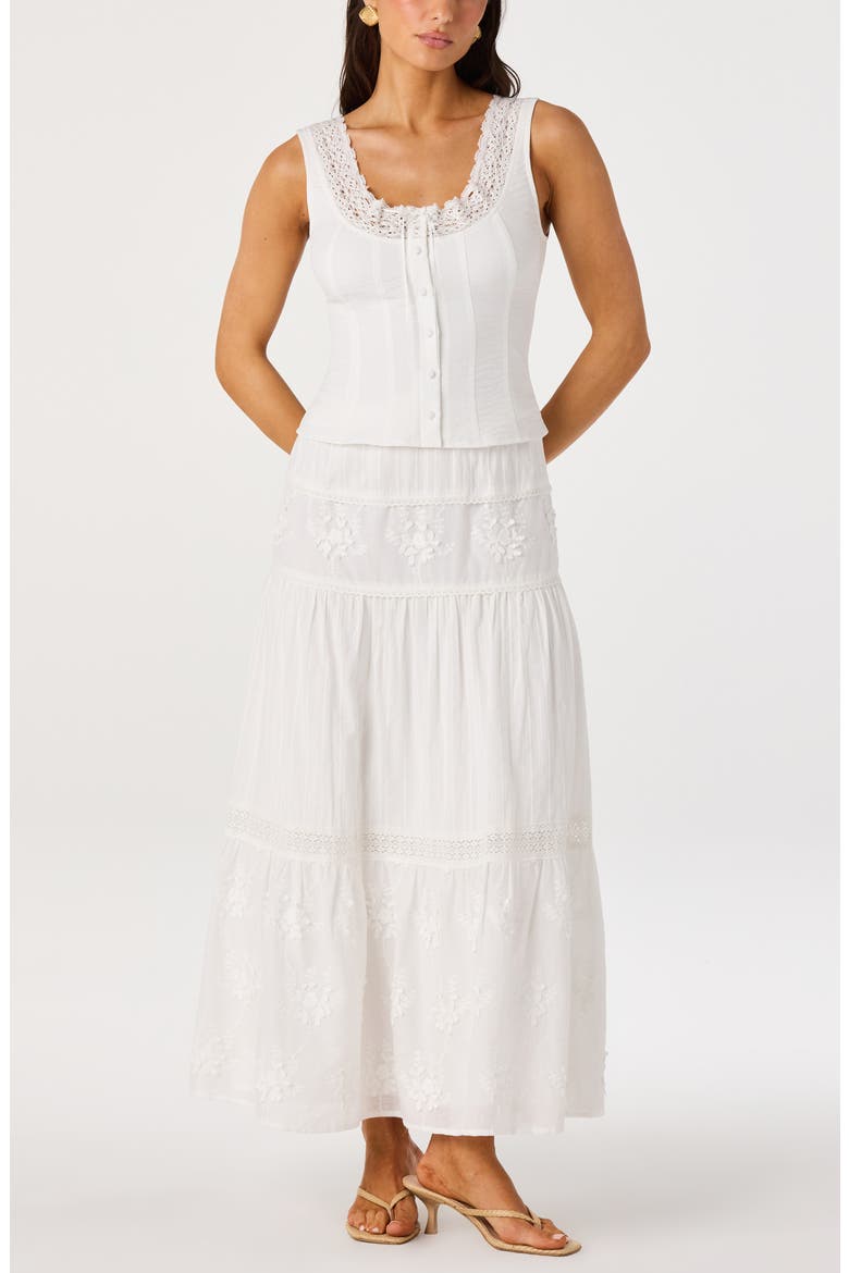 Gwyn Embroidered Maxi Skirt, Alternate, color, WHITE