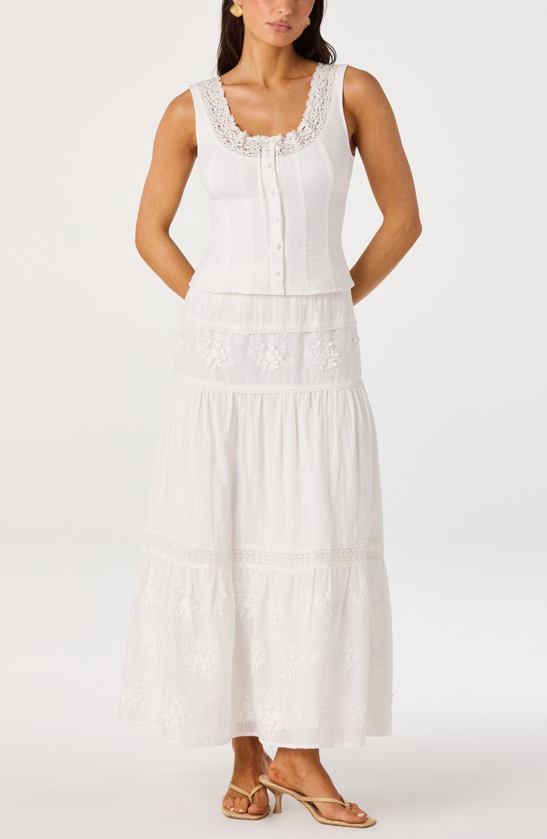 ASTR the Label Gwyn Embroidered Maxi Skirt, Alternate, color, White