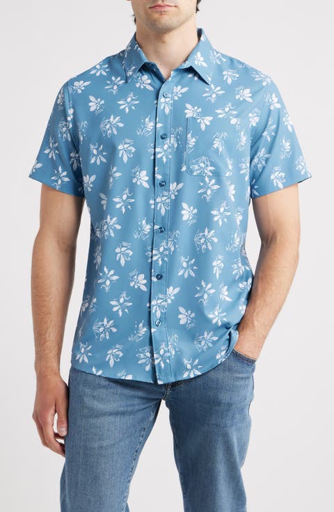 Seamate Floral Short Sleeve Button-Up Shirt