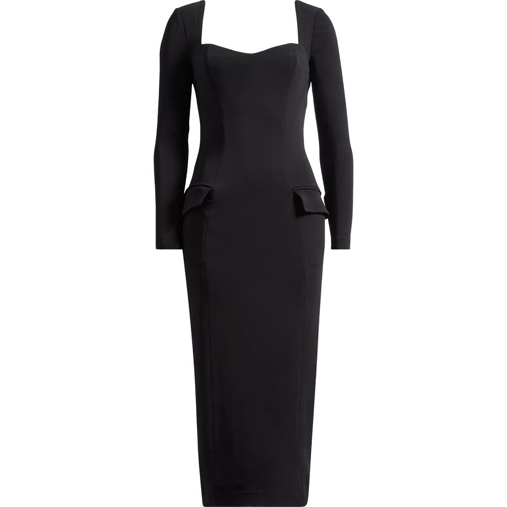 House Of Cb Ella Long Sleeve Midi Dress In Black