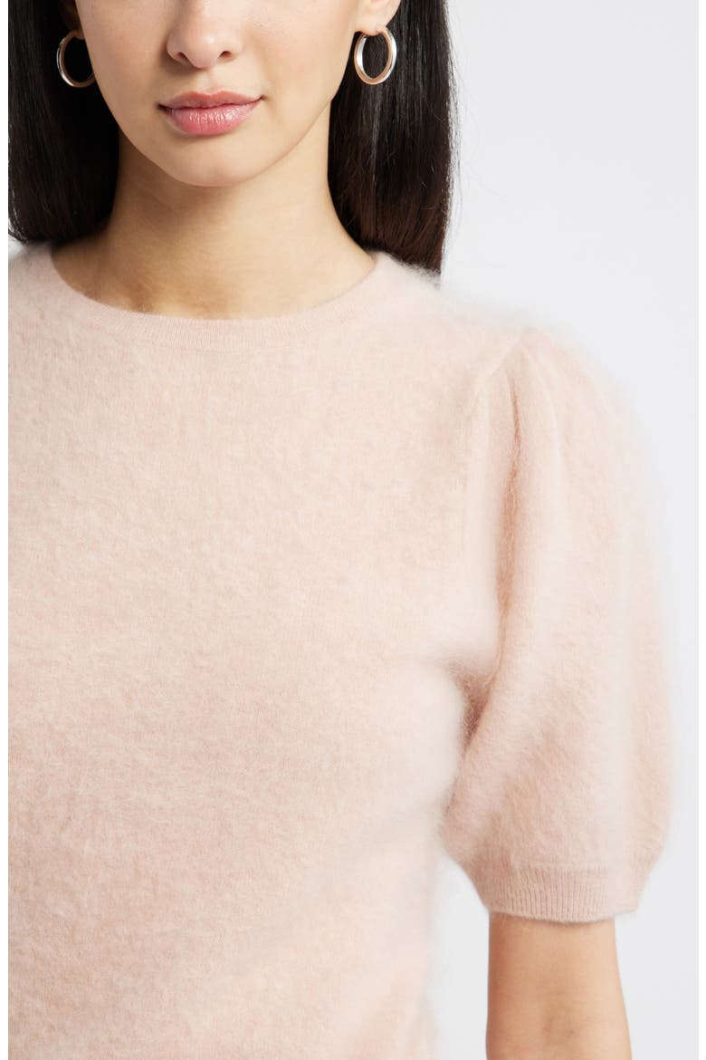 Femme Short Sleeve Brushed Cashmere Sweater, Alternate, color, PINK ADOBE