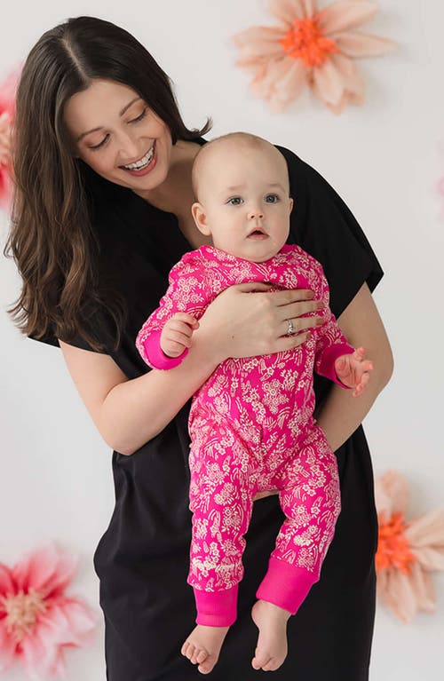 Mightly 100% Organic Cotton Print Snug Fit Baby Pajamas In Begonia